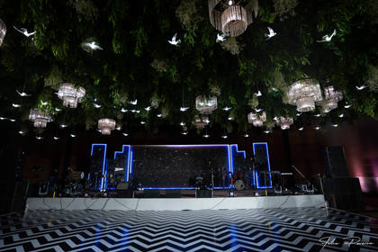 Ceiling and Stage — Sangeet decor — Alila Diwa Goa